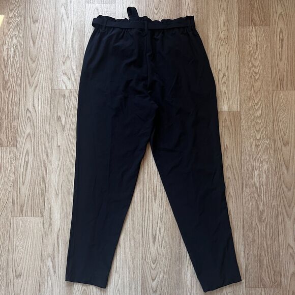 Modern Ambition Black Tie Waist Light Paperbag Dress Pants Straight Leg - Large - Picture 3 of 5